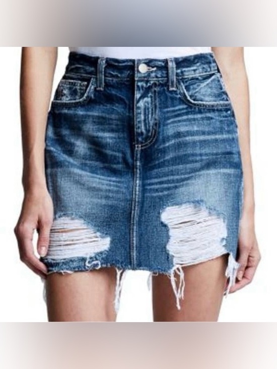 L'AGENCE Dresses & Skirts - L'AGENCE Dark Blue Distressed Denim Mini Skirt SZ 28/6/Medium